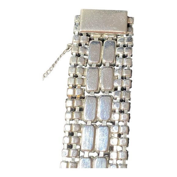 Bracelet Rhinestones 7 Inches Silver-Toned Safety Chain - Picture 10 of 11